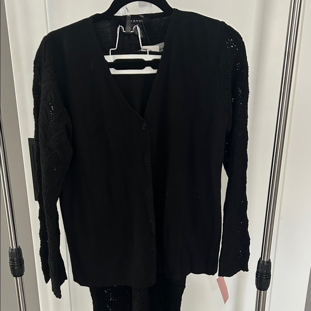 Black Knit Cardigan and matching skirt